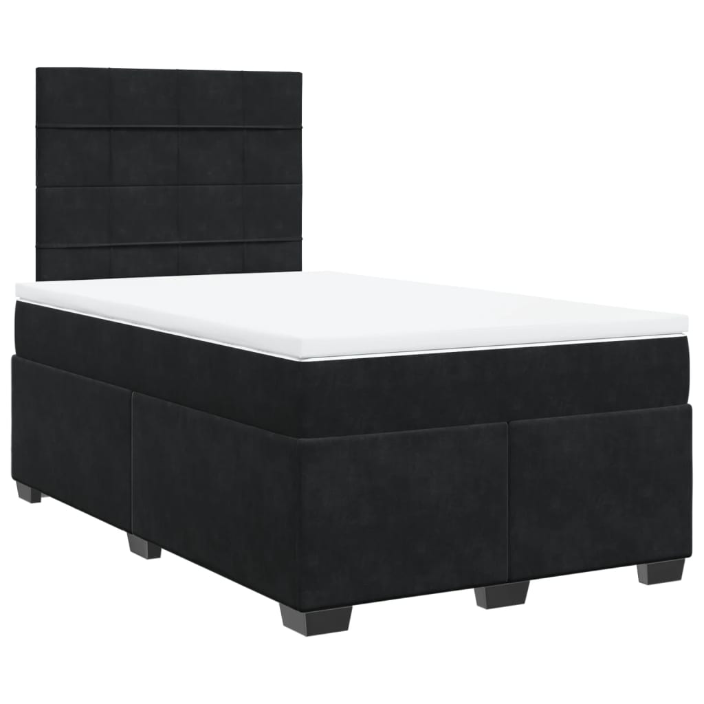 vidaXL Κρεβάτι Boxspring με Στρώμα Μαύρο 120 x 200 εκ. Βελούδινο