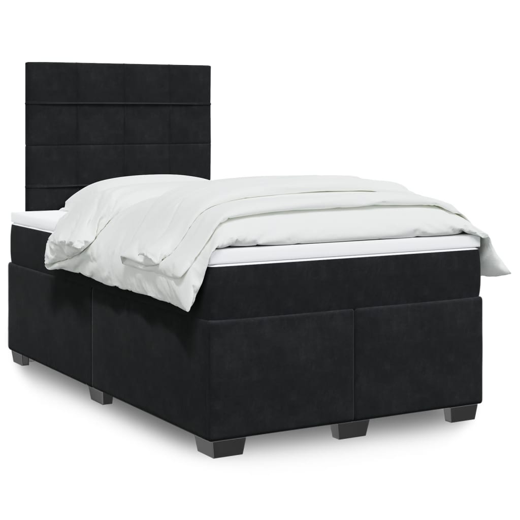 vidaXL Κρεβάτι Boxspring με Στρώμα Μαύρο 120 x 200 εκ. Βελούδινο