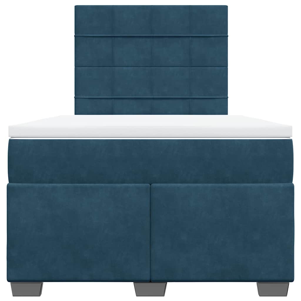 vidaXL Κρεβάτι Boxspring με Στρώμα Μπλε 120x200 εκ. Βελούδινο
