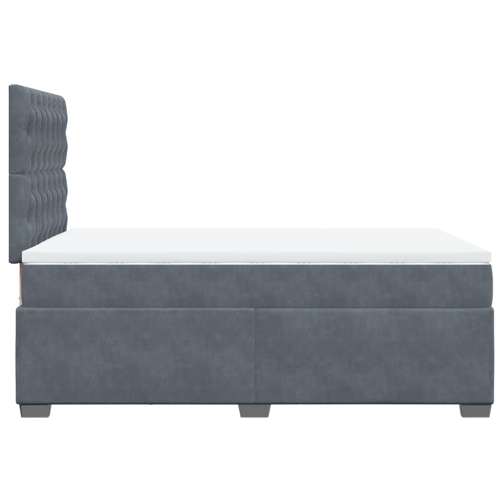 vidaXL Κρεβάτι Boxspring με Στρώμα Σκούρο Γκρι 120x200 εκ. Βελούδινο