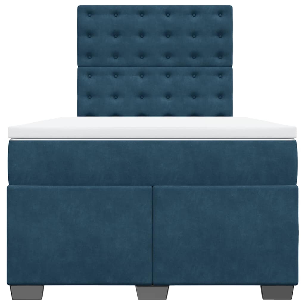 vidaXL Κρεβάτι Boxspring με Στρώμα Μπλε 120x200 εκ. Βελούδινο