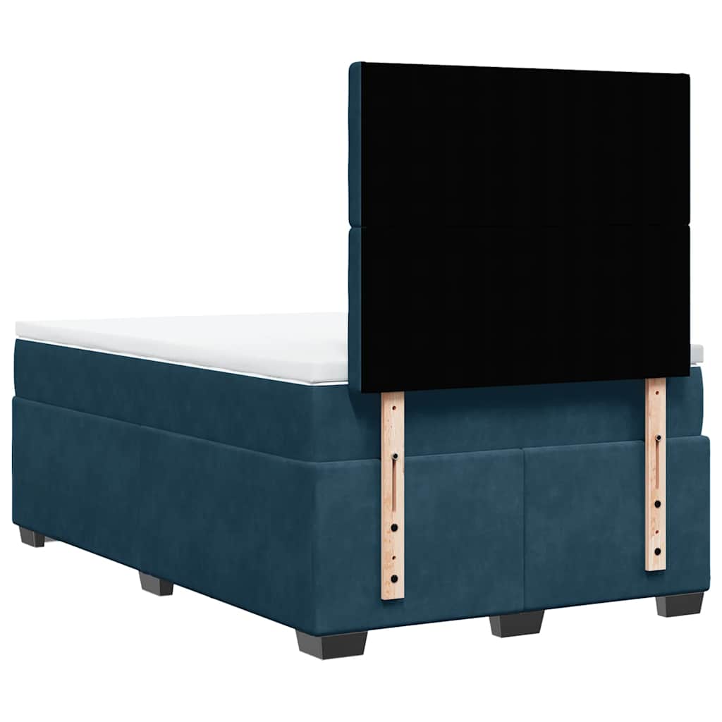 vidaXL Κρεβάτι Boxspring με Στρώμα Μπλε 120x200 εκ. Βελούδινο