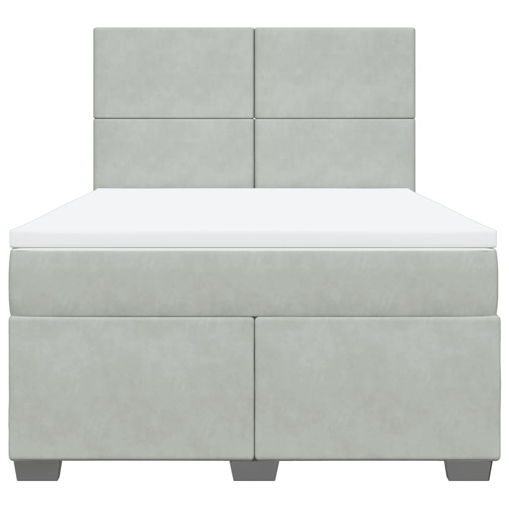 vidaXL Κρεβάτι Boxspring με Στρώμα Ανοιχτό Γκρι 140x190 εκ. Βελούδινο