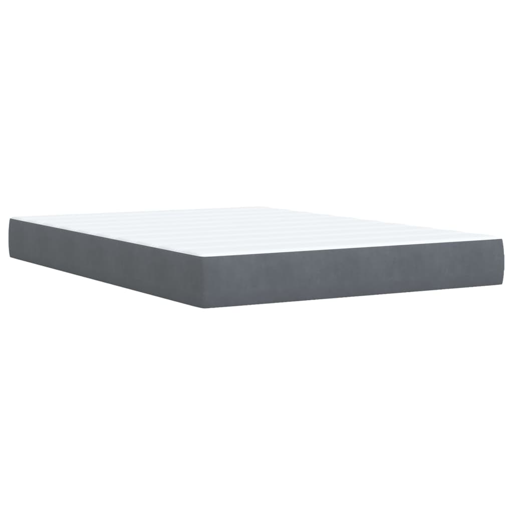 vidaXL Κρεβάτι Boxspring με Στρώμα Σκούρο Γκρι 140x190 εκ. Βελούδινο