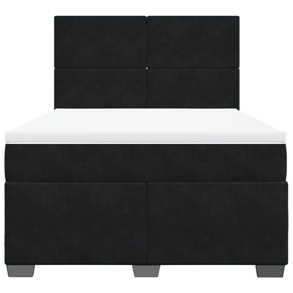 vidaXL Κρεβάτι Boxspring με Στρώμα Μαύρο 140x190 εκ. Βελούδινο