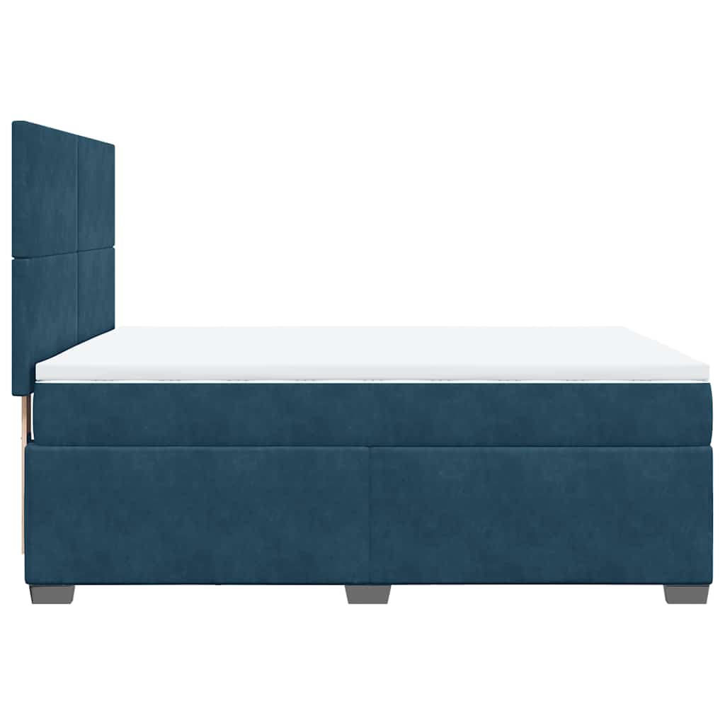 vidaXL Κρεβάτι Boxspring με Στρώμα Μπλε 140x190 εκ. Βελούδινο