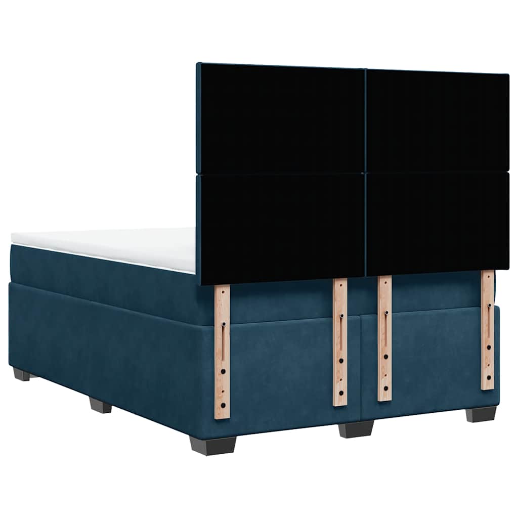 vidaXL Κρεβάτι Boxspring με Στρώμα Μπλε 140x190 εκ. Βελούδινο