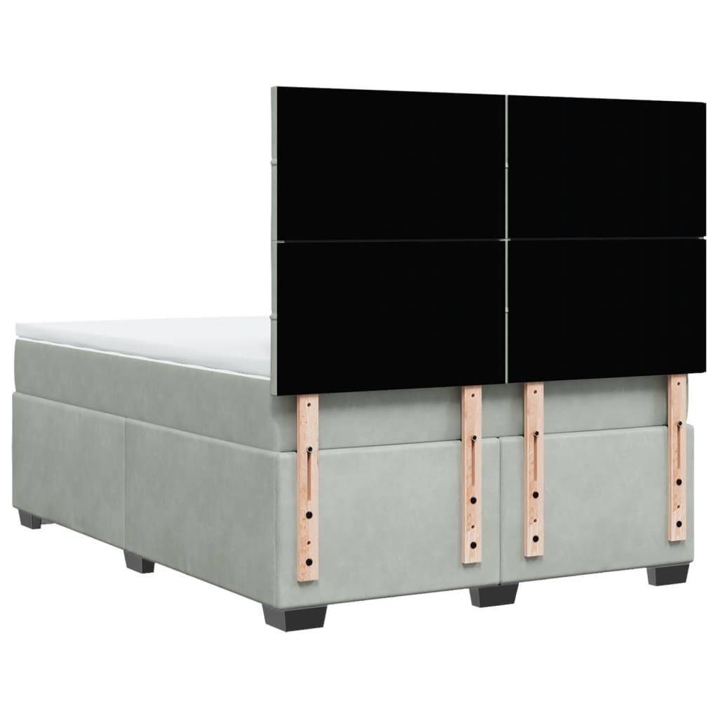 vidaXL Κρεβάτι Boxspring με Στρώμα Ανοιχτό Γκρι 140x190 εκ. Βελούδινο