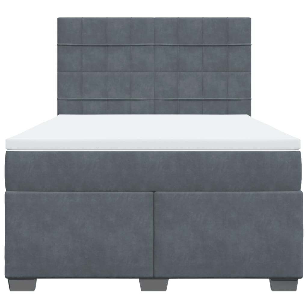 vidaXL Κρεβάτι Boxspring με Στρώμα Σκούρο Γκρι 140x190 εκ. Βελούδινο