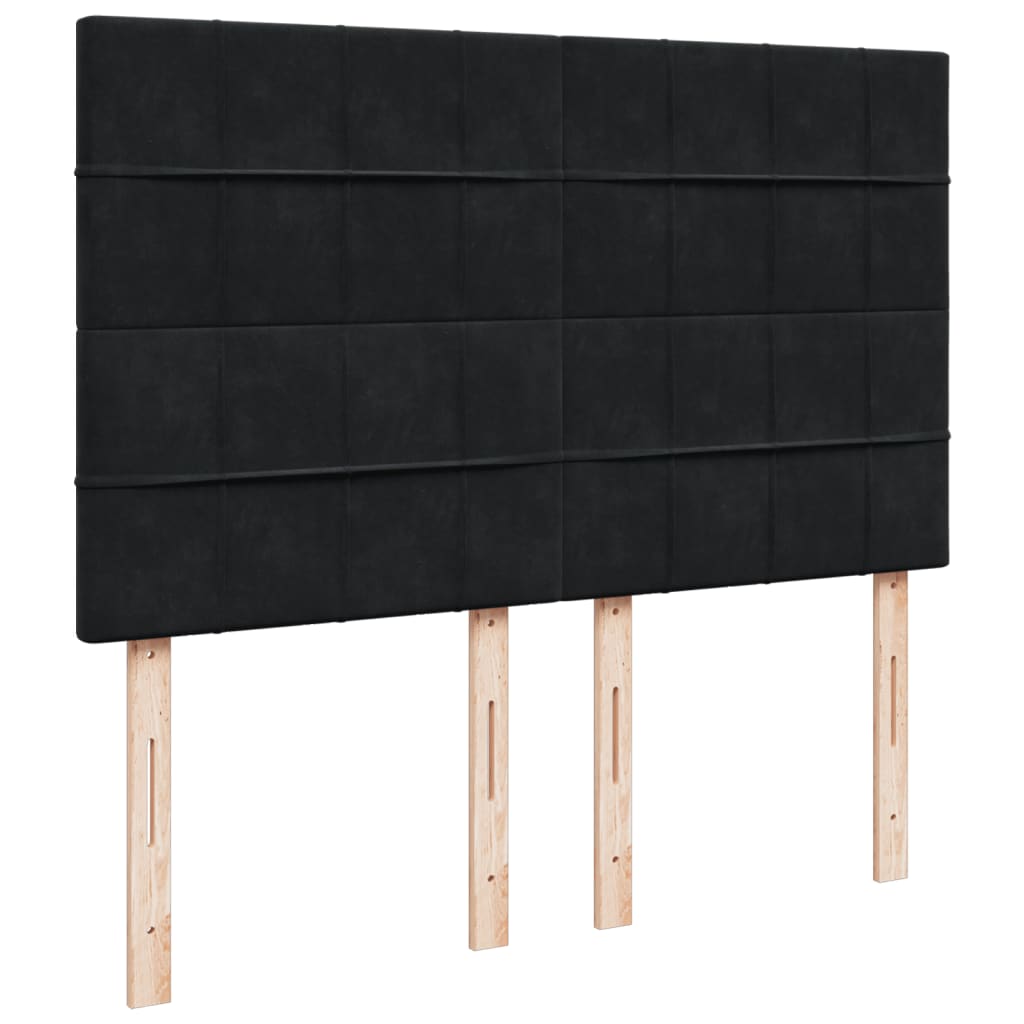 vidaXL Κρεβάτι Boxspring με Στρώμα Μαύρο 140x190 εκ. Βελούδινο