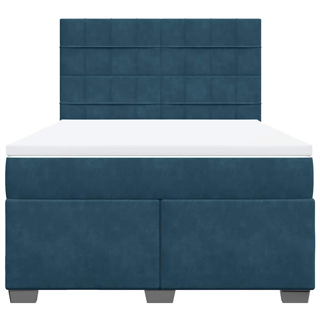 vidaXL Κρεβάτι Boxspring με Στρώμα Μπλε 140x190 εκ. Βελούδινο