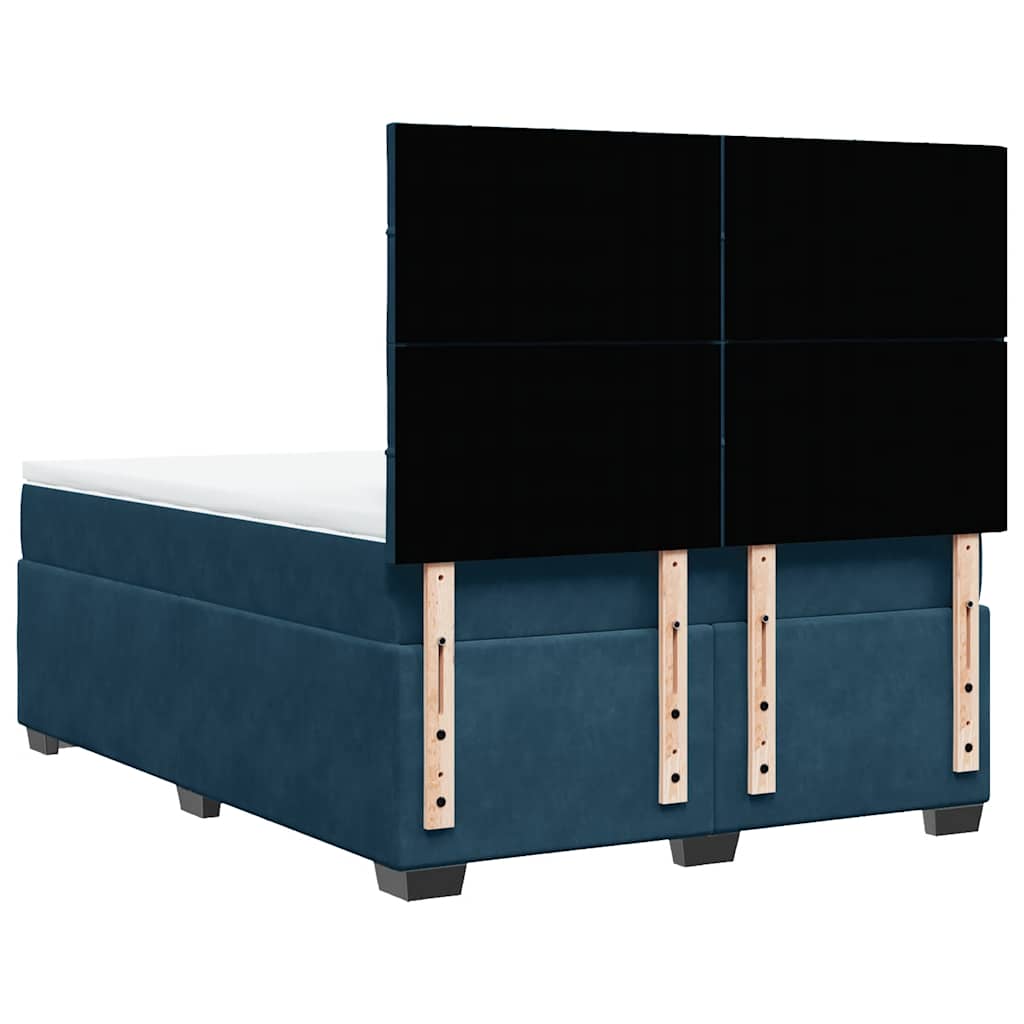 vidaXL Κρεβάτι Boxspring με Στρώμα Μπλε 140x190 εκ. Βελούδινο