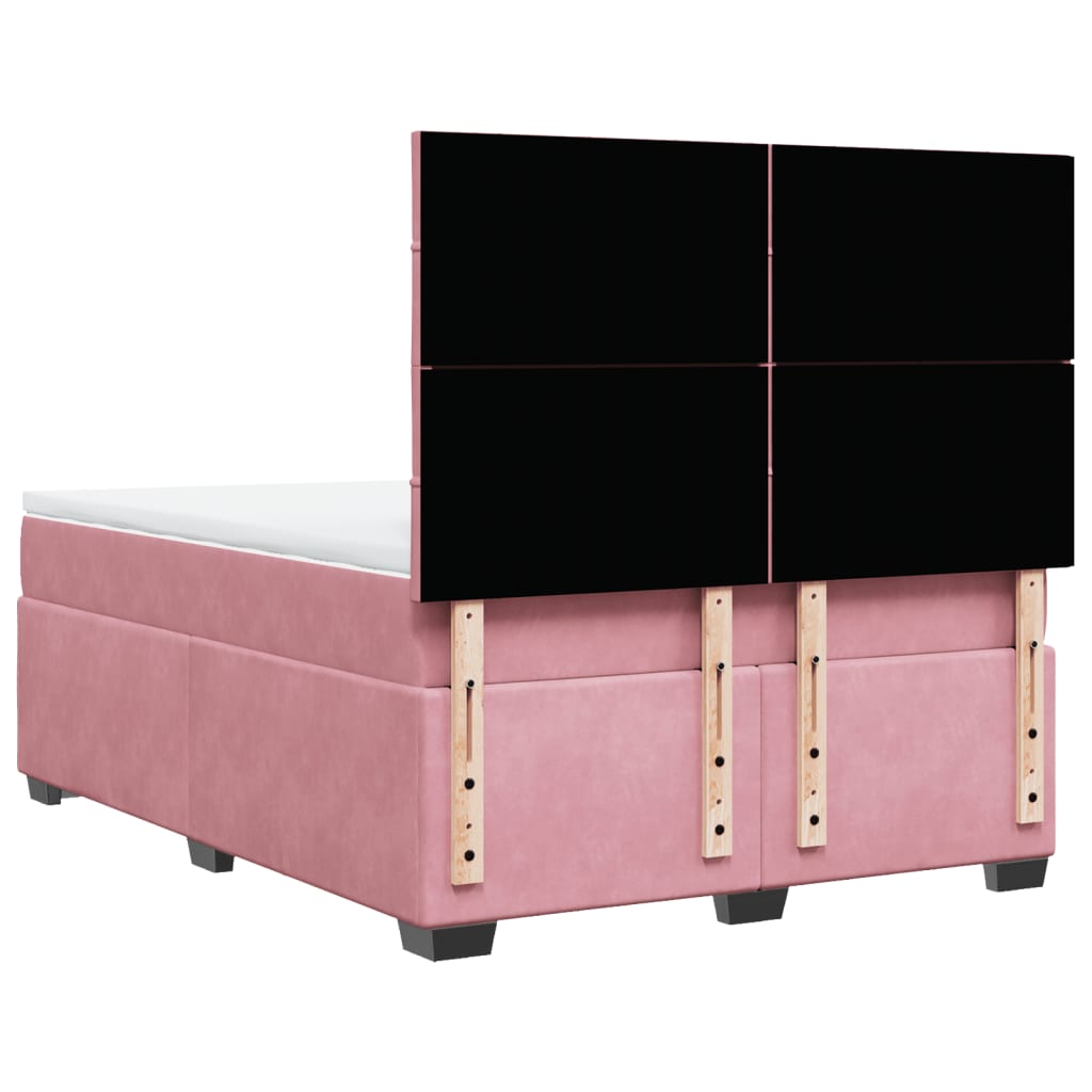 vidaXL Κρεβάτι Boxspring με Στρώμα Ροζ 140x190 εκ. Βελούδινο