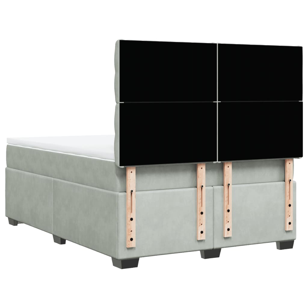 vidaXL Κρεβάτι Boxspring με Στρώμα Ανοιχτό Γκρι 140x190 εκ. Βελούδινο