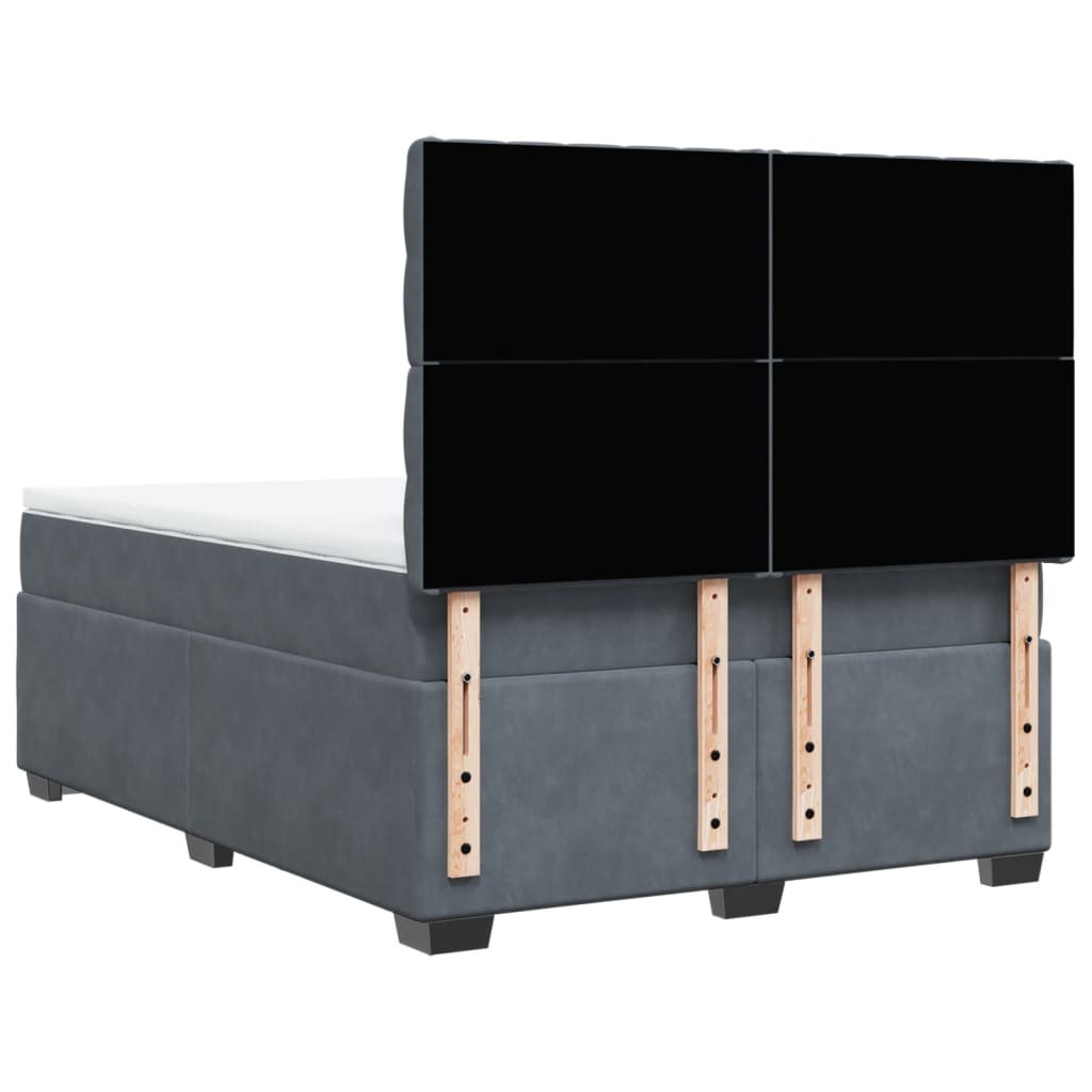 vidaXL Κρεβάτι Boxspring με Στρώμα Σκούρο Γκρι 140x190 εκ. Βελούδινο