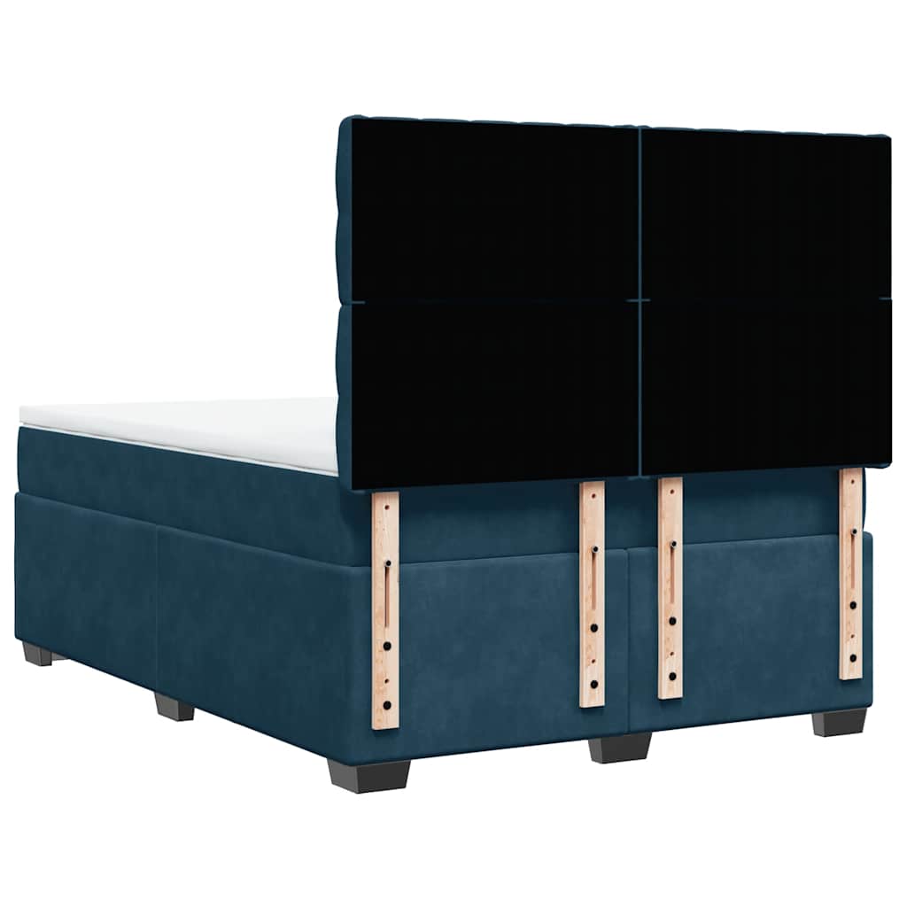 vidaXL Κρεβάτι Boxspring με Στρώμα Μπλε 140x190 εκ. Βελούδινο