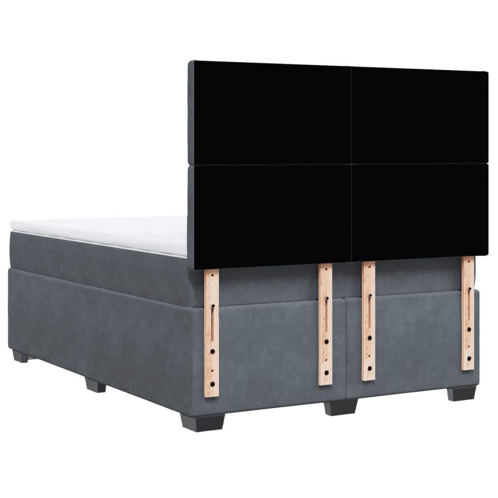 vidaXL Κρεβάτι Boxspring με Στρώμα Σκούρο Γκρι 140x190 εκ. Βελούδινο