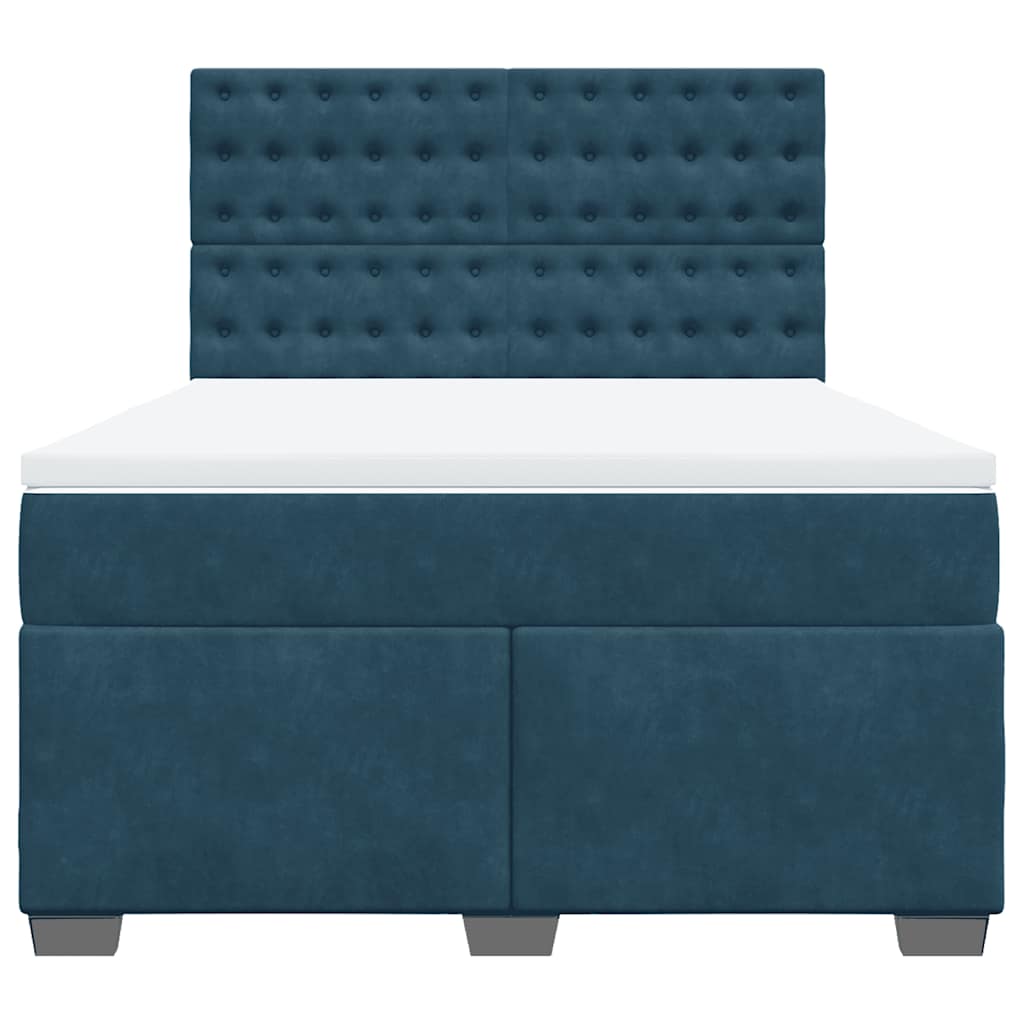 vidaXL Κρεβάτι Boxspring με Στρώμα Μπλε 140x190 εκ. Βελούδινο