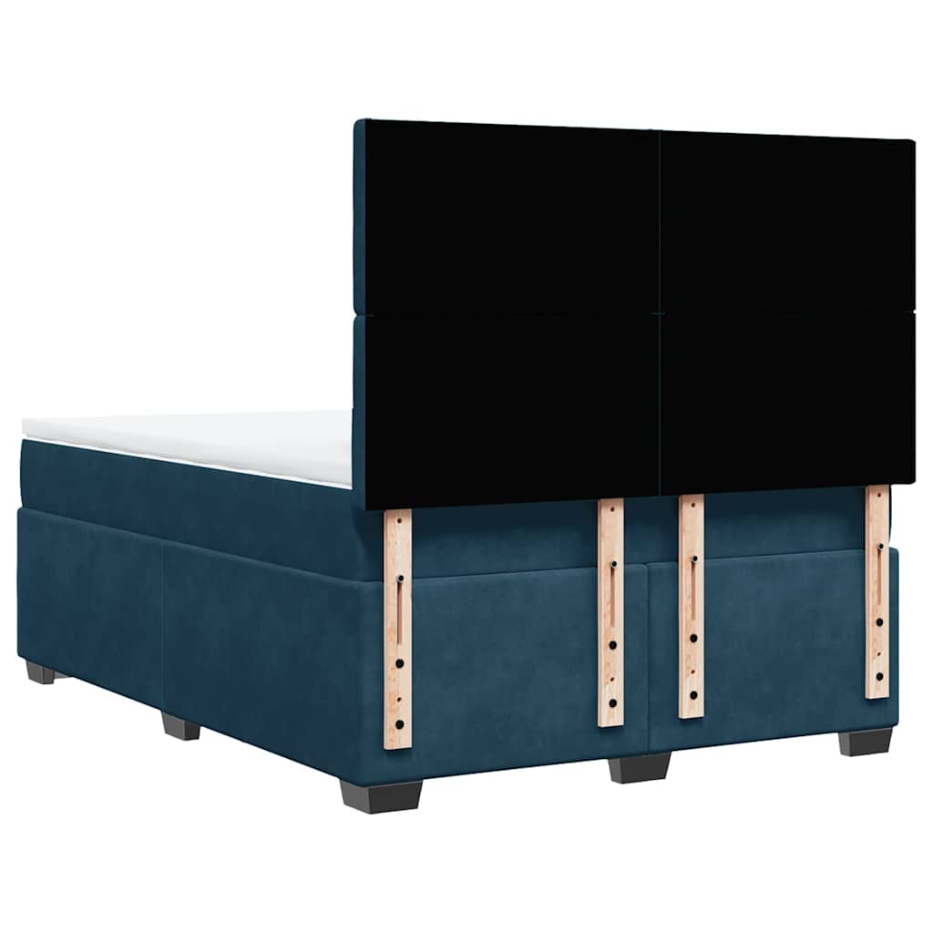 vidaXL Κρεβάτι Boxspring με Στρώμα Μπλε 140x190 εκ. Βελούδινο