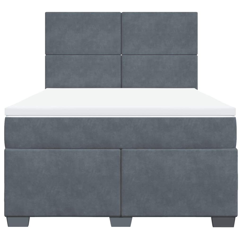 vidaXL Κρεβάτι Boxspring με Στρώμα Σκούρο Γκρι 140x200 εκ. Βελούδινο