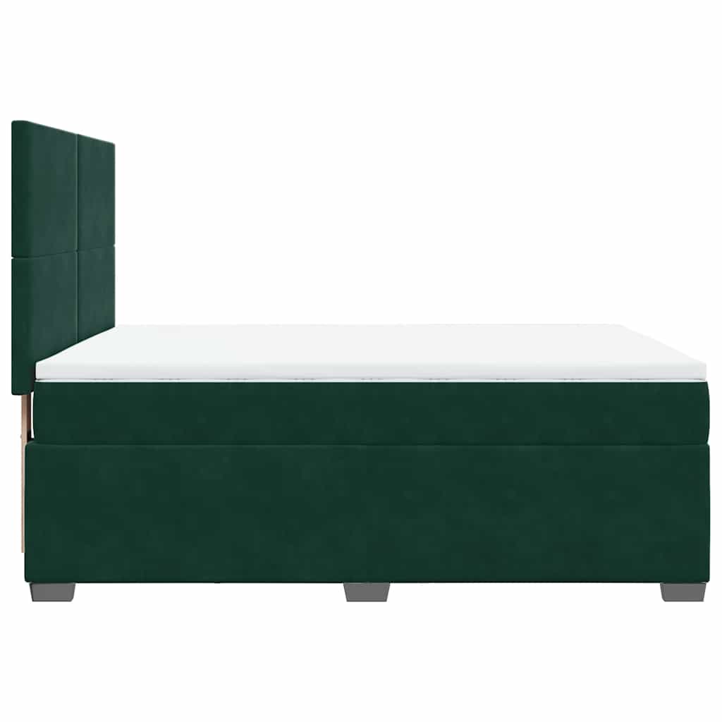 vidaXL Κρεβάτι Boxspring με Στρώμα Σκούρο Πράσινο 140x200εκ. Βελούδινο
