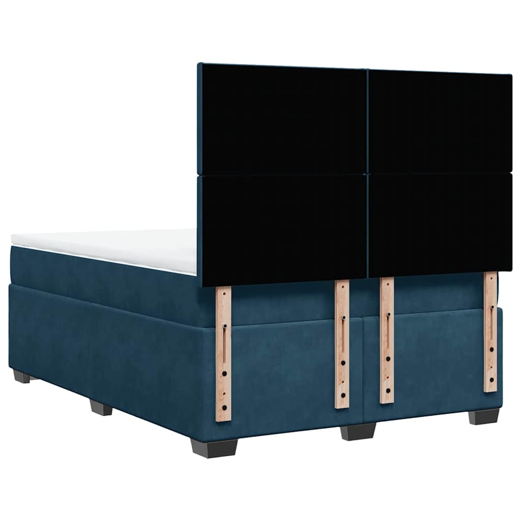 vidaXL Κρεβάτι Boxspring με Στρώμα Μπλε 140x200 εκ. Βελούδινο