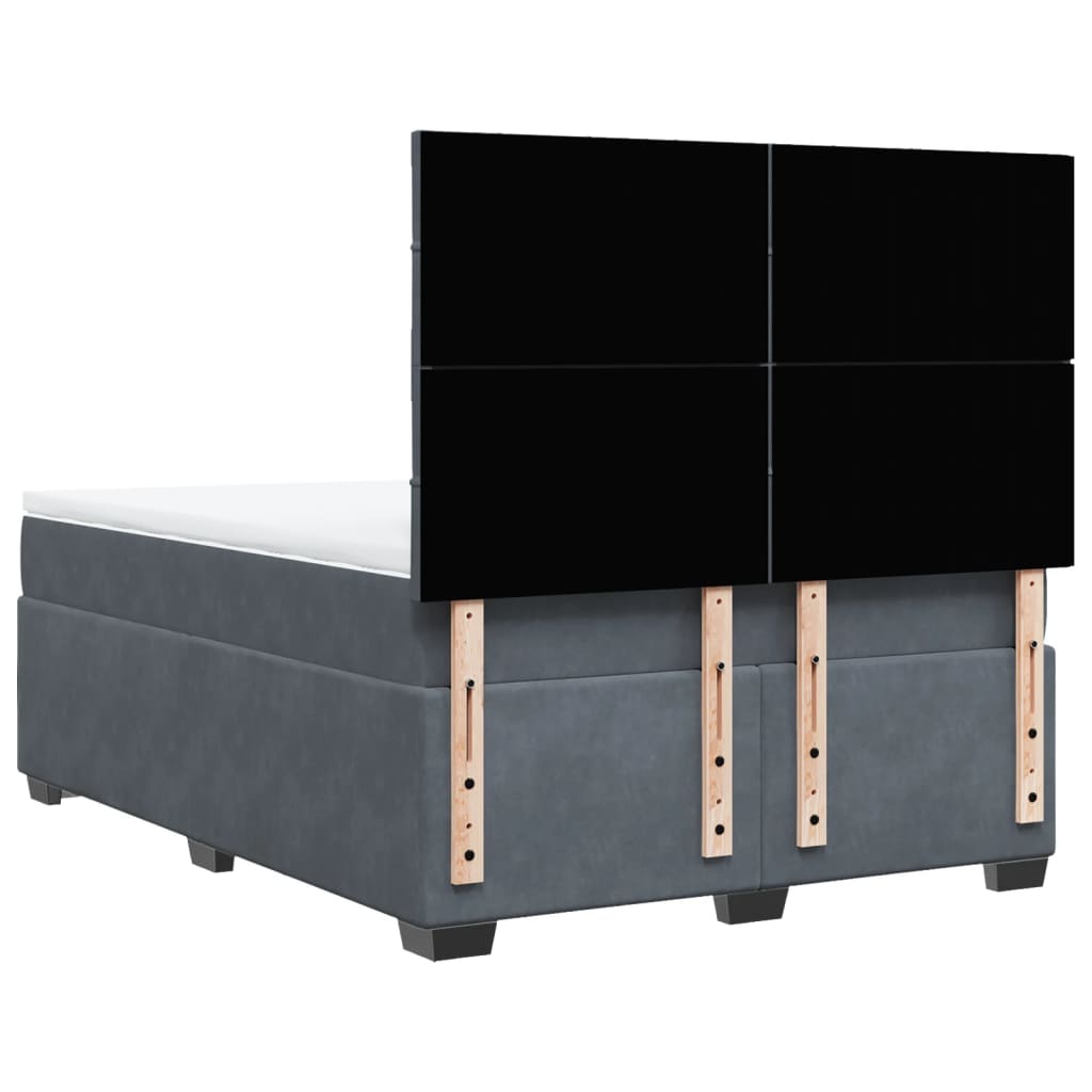 vidaXL Κρεβάτι Boxspring με Στρώμα Σκούρο Γκρι 140x200 εκ. Βελούδινο