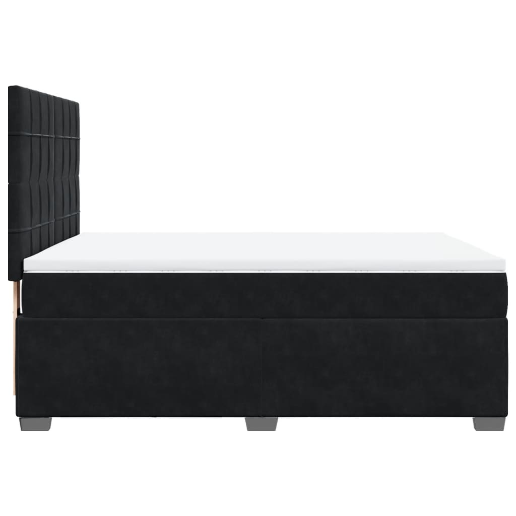 vidaXL Κρεβάτι Boxspring με Στρώμα Μαύρο 140x200 εκ. Βελούδινο