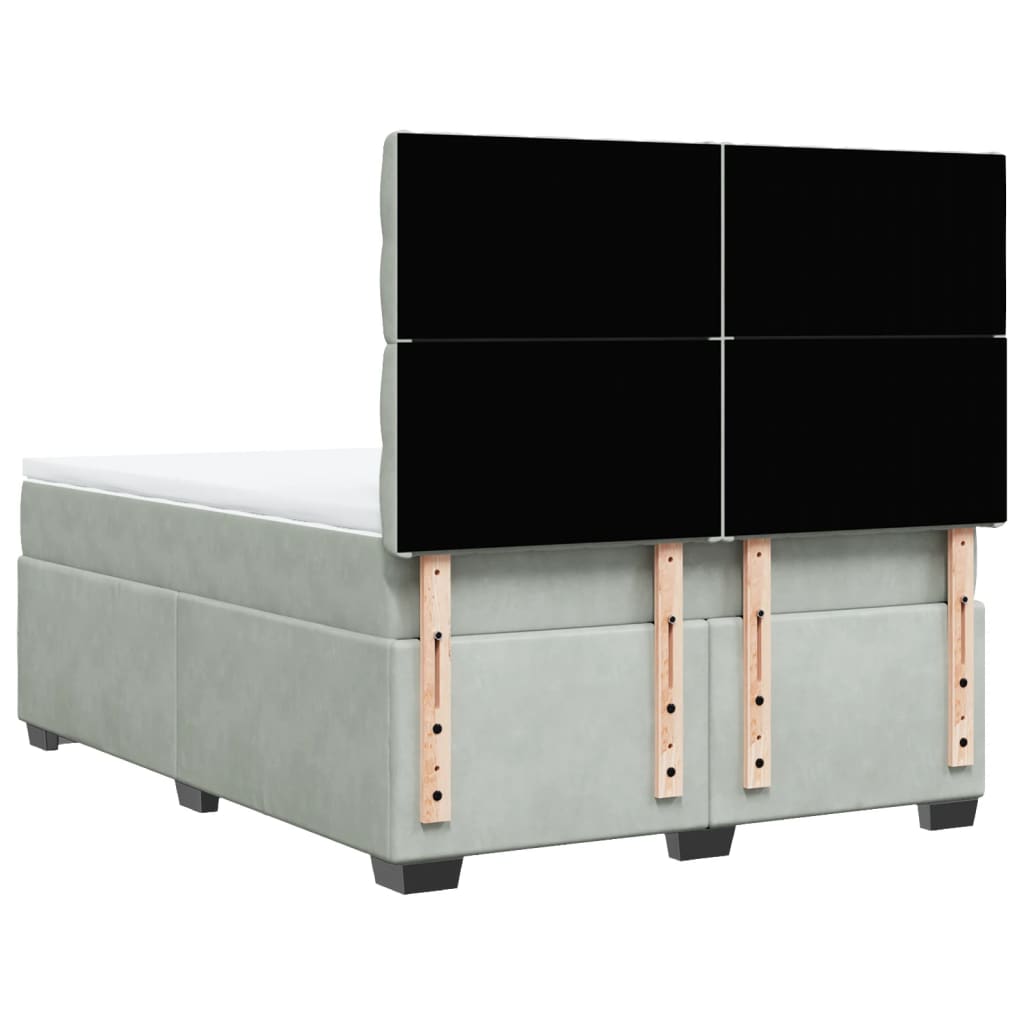 vidaXL Κρεβάτι Boxspring με Στρώμα Ανοιχτό Γκρι 140x200 εκ. Βελούδινο