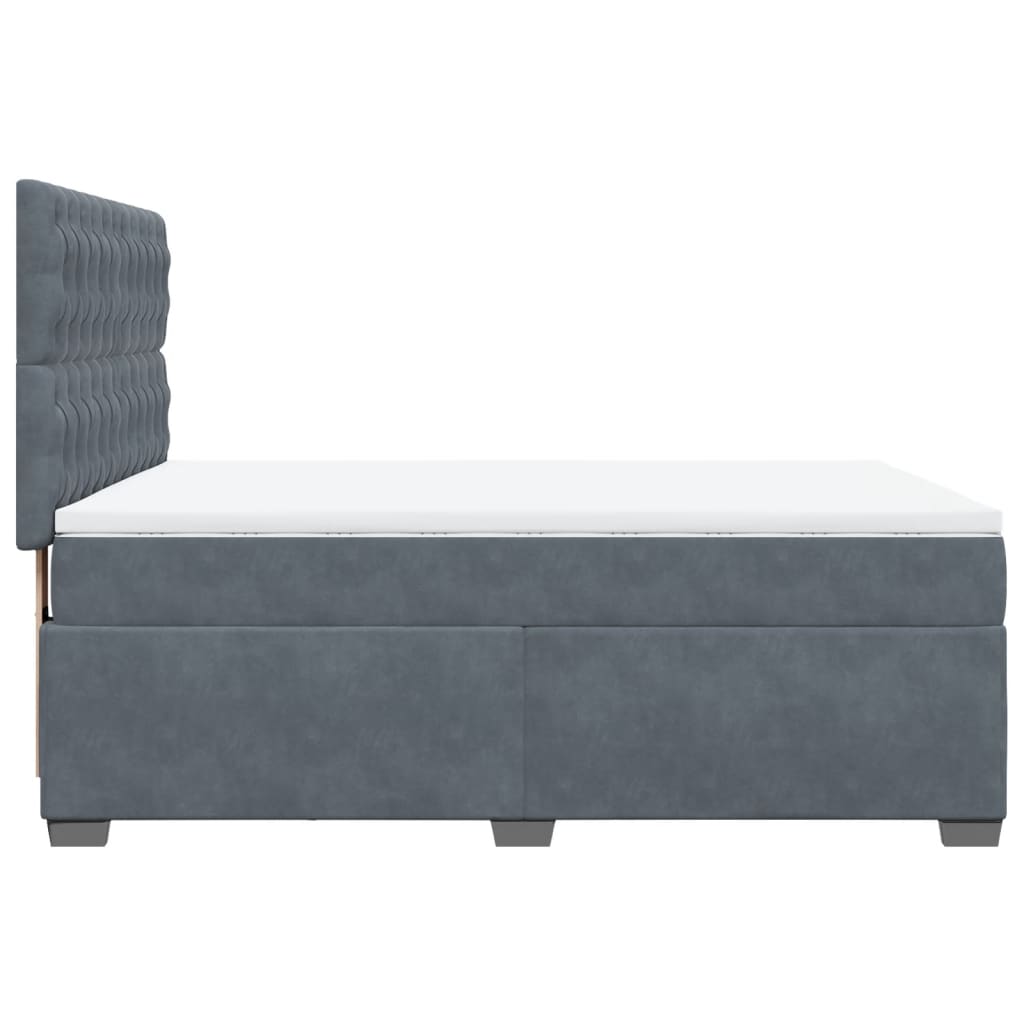 vidaXL Κρεβάτι Boxspring με Στρώμα Σκούρο Γκρι 140x200 εκ. Βελούδινο