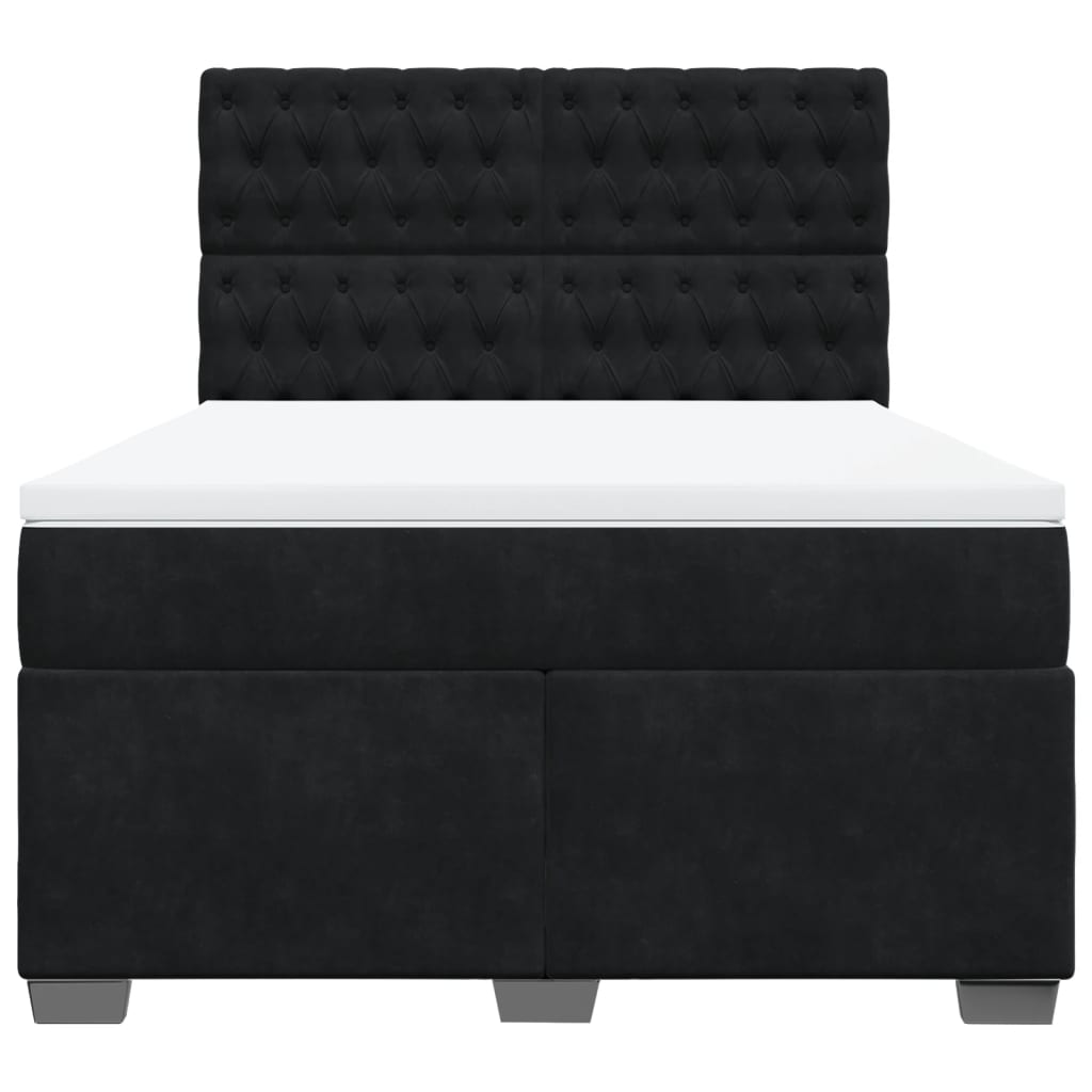 vidaXL Κρεβάτι Boxspring με Στρώμα Μαύρο 140x200 εκ. Βελούδινο