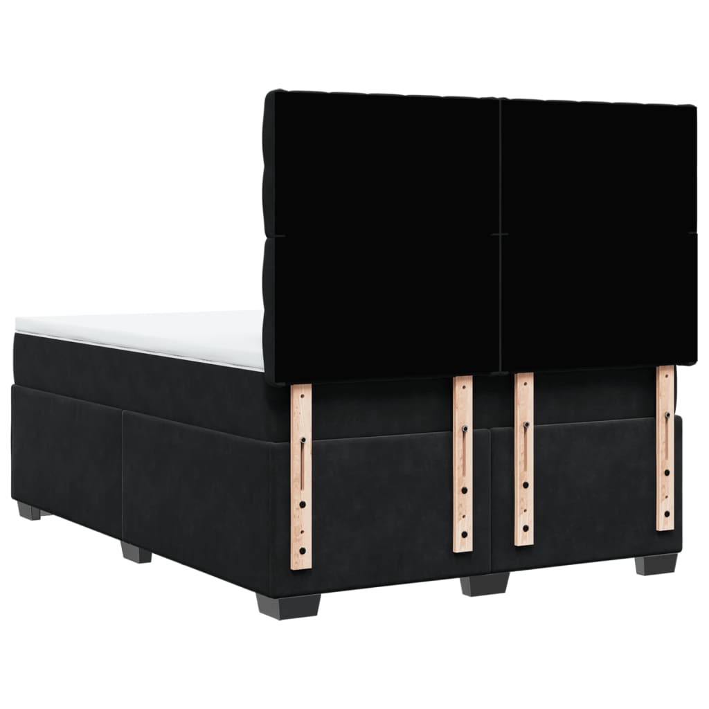 vidaXL Κρεβάτι Boxspring με Στρώμα Μαύρο 140x200 εκ. Βελούδινο