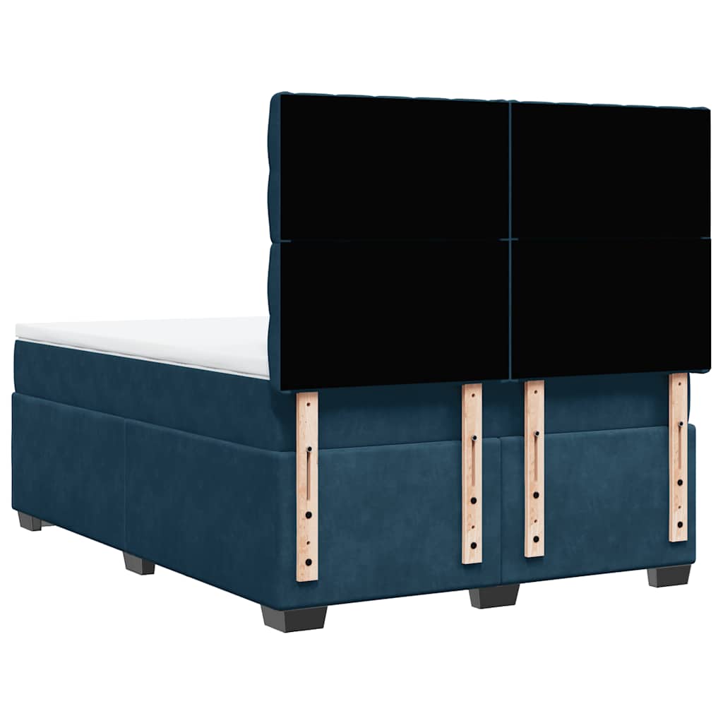 vidaXL Κρεβάτι Boxspring με Στρώμα Μπλε 140x200 εκ. Βελούδινο