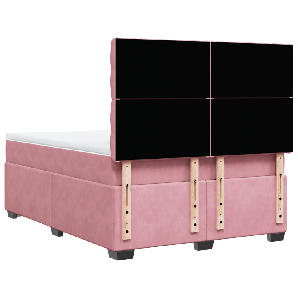 vidaXL Κρεβάτι Boxspring με Στρώμα Ροζ 140x200 εκ. Βελούδινο