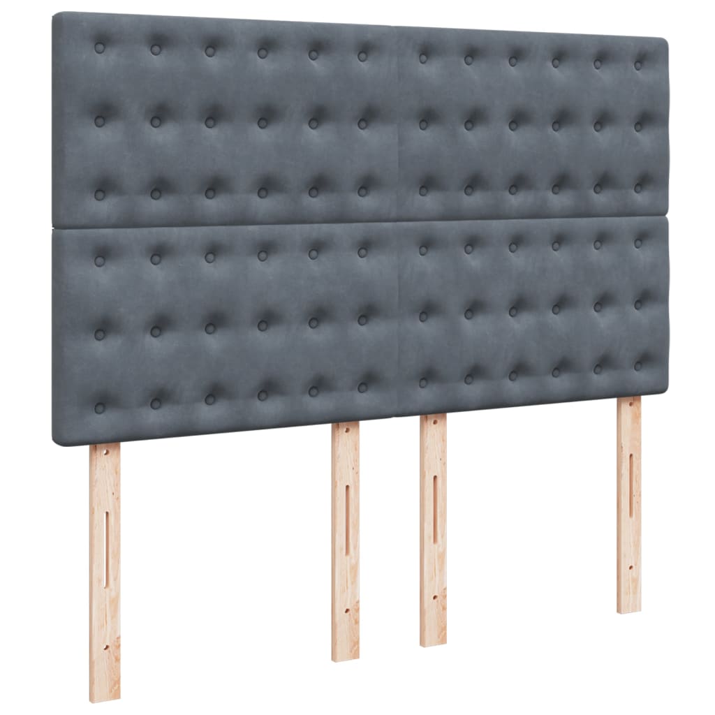 vidaXL Κρεβάτι Boxspring με Στρώμα Σκούρο Γκρι 140x200 εκ. Βελούδινο