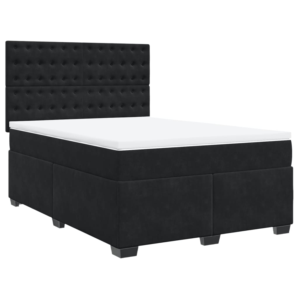 vidaXL Κρεβάτι Boxspring με Στρώμα Μαύρο 140x200 εκ. Βελούδινο