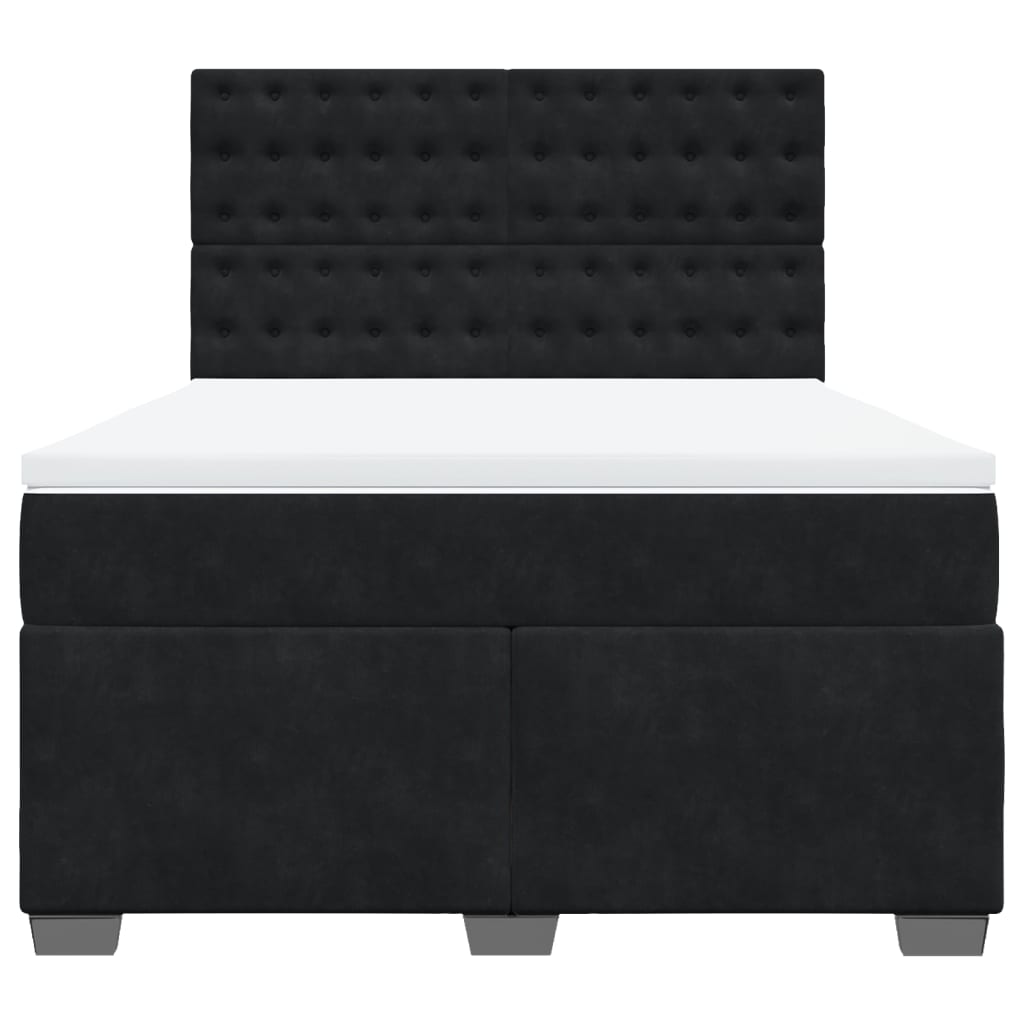vidaXL Κρεβάτι Boxspring με Στρώμα Μαύρο 140x200 εκ. Βελούδινο