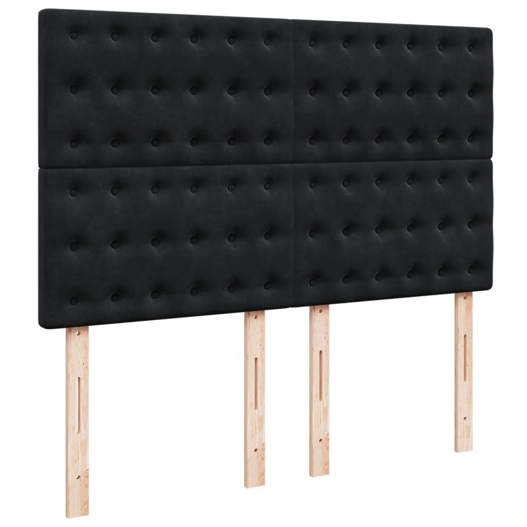 vidaXL Κρεβάτι Boxspring με Στρώμα Μαύρο 140x200 εκ. Βελούδινο