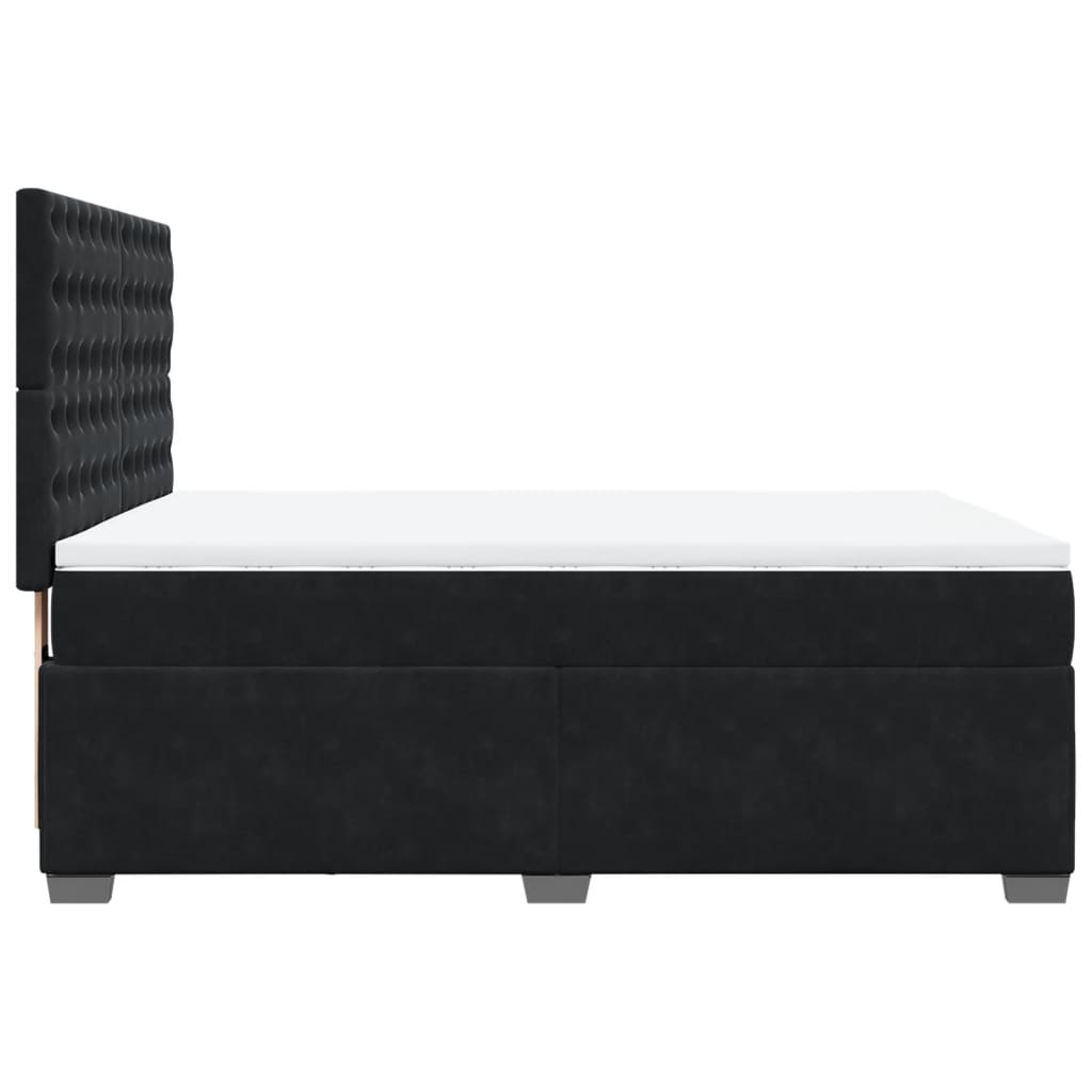 vidaXL Κρεβάτι Boxspring με Στρώμα Μαύρο 140x200 εκ. Βελούδινο