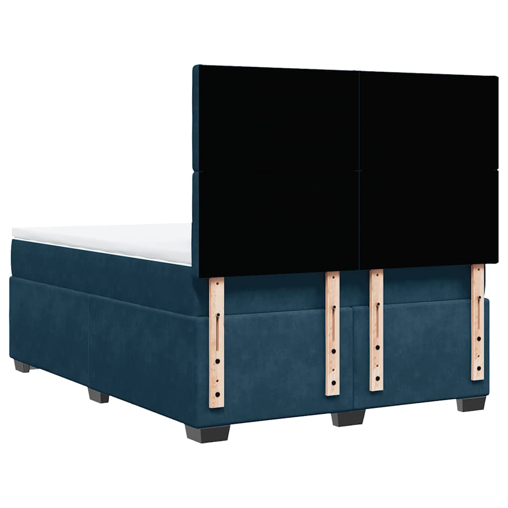 vidaXL Κρεβάτι Boxspring με Στρώμα Μπλε 140x200 εκ. Βελούδινο