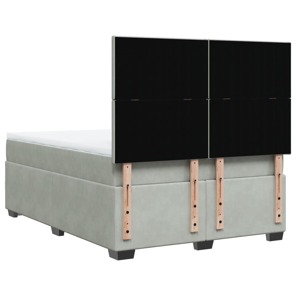 vidaXL Κρεβάτι Boxspring με Στρώμα Ανοιχτό Γκρι 160x200 εκ. Βελούδινο