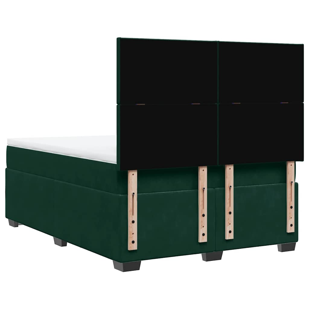 vidaXL Κρεβάτι Boxspring με Στρώμα Σκούρο Πράσινο 160x200εκ. Βελούδινο