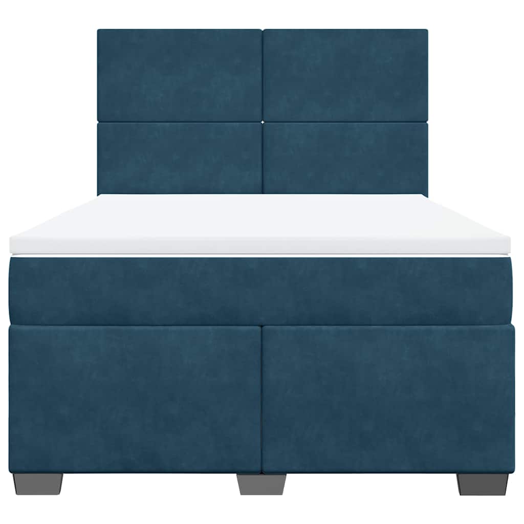 vidaXL Κρεβάτι Boxspring με Στρώμα Μπλε 160x200 εκ. Βελούδινο
