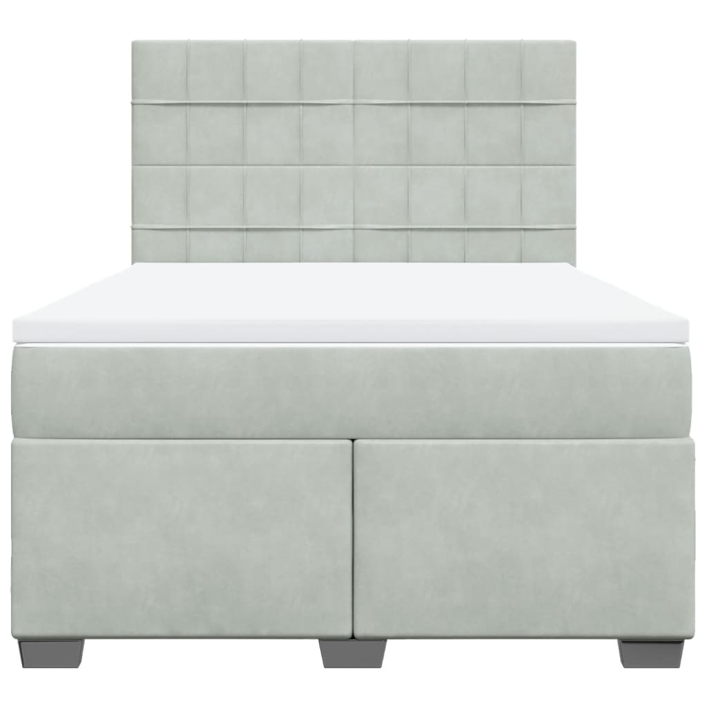 vidaXL Κρεβάτι Boxspring με Στρώμα Ανοιχτό Γκρι 160x200 εκ. Βελούδινο