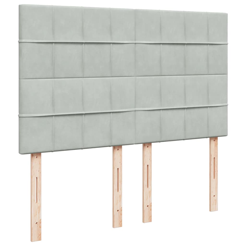 vidaXL Κρεβάτι Boxspring με Στρώμα Ανοιχτό Γκρι 160x200 εκ. Βελούδινο