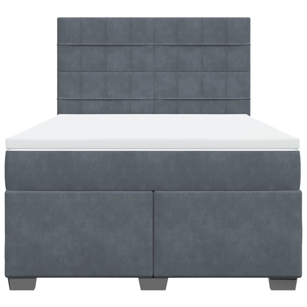 vidaXL Κρεβάτι Boxspring με Στρώμα Σκούρο Γκρι 160x200 εκ. Βελούδινο