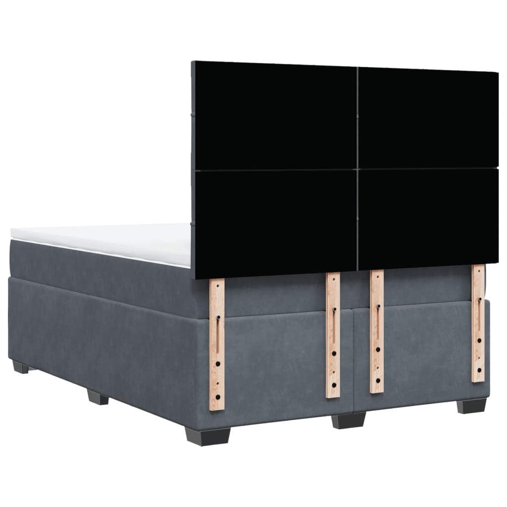 vidaXL Κρεβάτι Boxspring με Στρώμα Σκούρο Γκρι 160x200 εκ. Βελούδινο