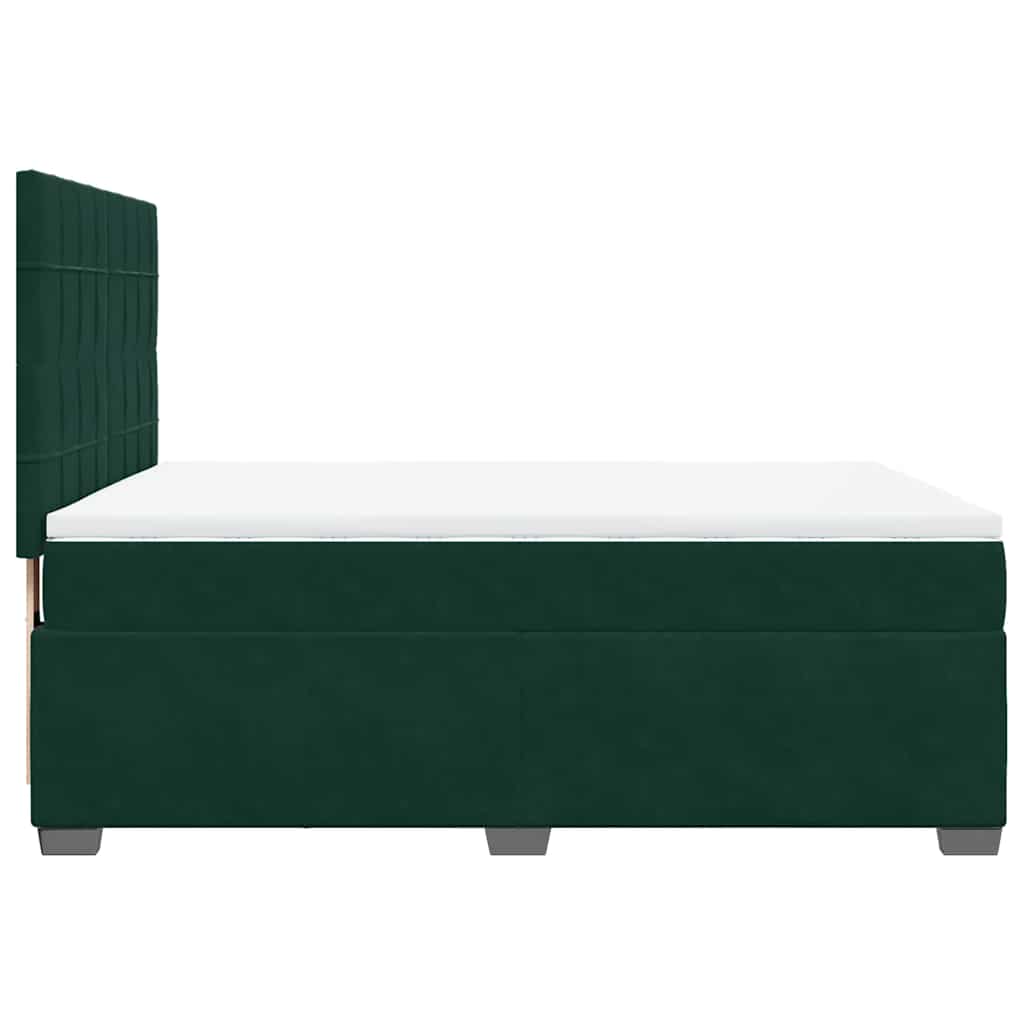 vidaXL Κρεβάτι Boxspring με Στρώμα Σκούρο Πράσινο 160x200εκ. Βελούδινο
