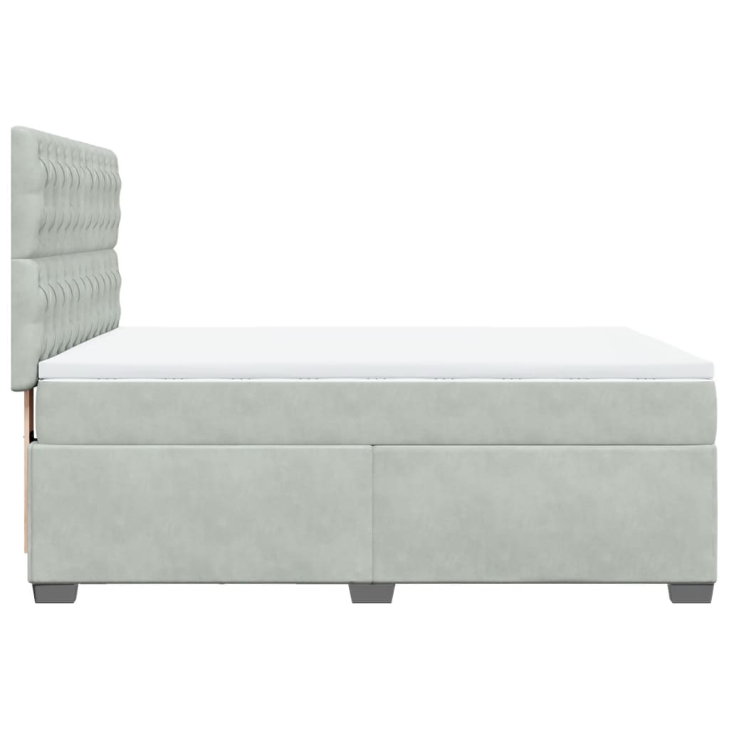 vidaXL Κρεβάτι Boxspring με Στρώμα Ανοιχτό Γκρι 160x200 εκ. Βελούδινο