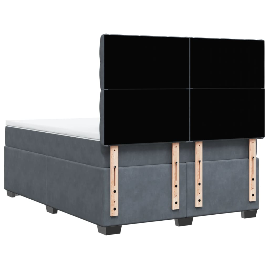 vidaXL Κρεβάτι Boxspring με Στρώμα Σκούρο Γκρι 160x200 εκ. Βελούδινο